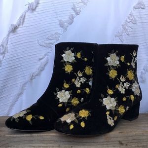 Topshop Velvet floral boots